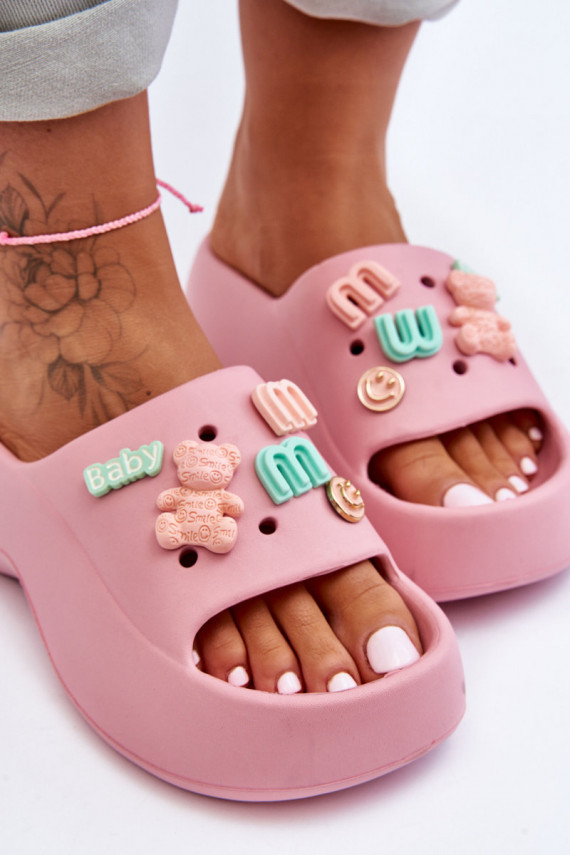 Miękkie Lengvos šlepetės su gražiomis detalėmis rožinės spalvos Lorie