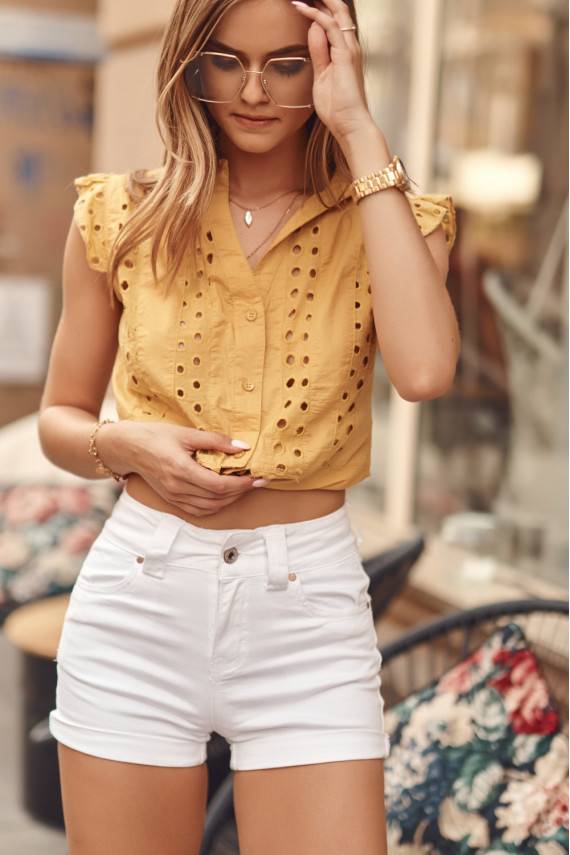 Stilingi džinsiniai šortai baltos spalvos 627