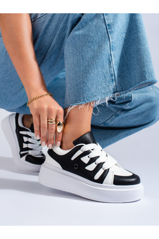 Juodos ir-baltos spalvos Sneakers modelio batai su masyvia platforma Shelovet