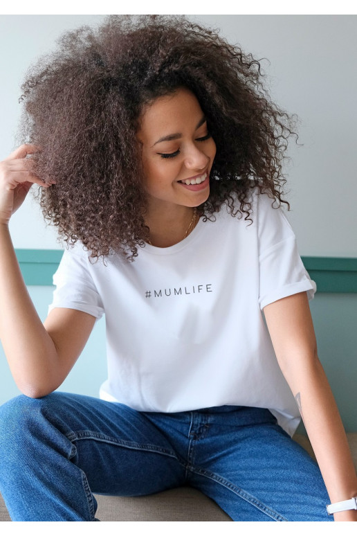 White &quot;hasztag mumlife&quot; T-shirt