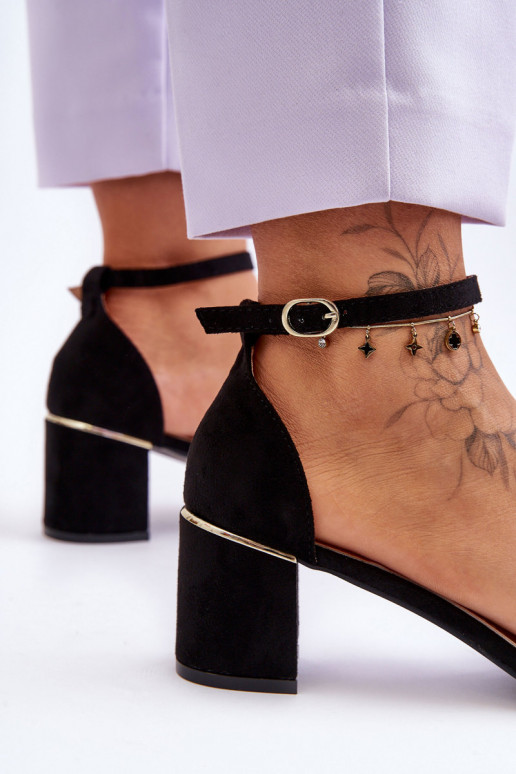 sandalaiStabilnym Obcasie juodos spalvos Palermo