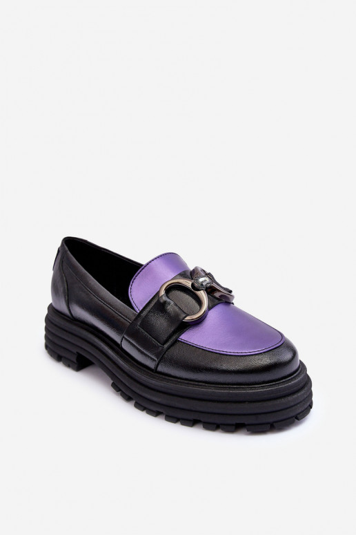 batai Mokasinai     su plačiais kulniukais Juodos ir-Violetinės spalvos Elkiza