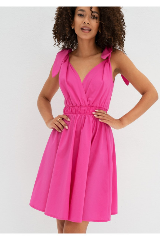 Alva - ryškios rožinės spalvos vasariška MINI suknelė