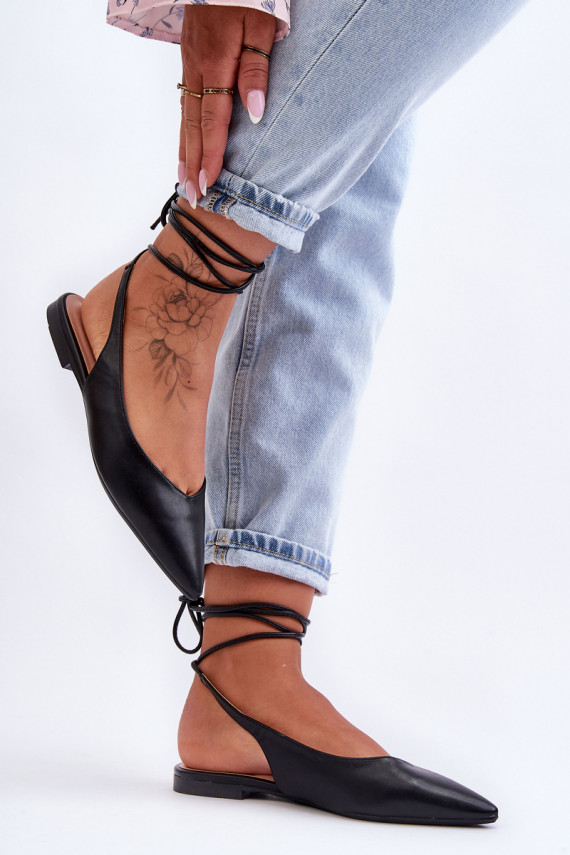   balerinos su kaspinėliais juodos spalvos Lilly Ann