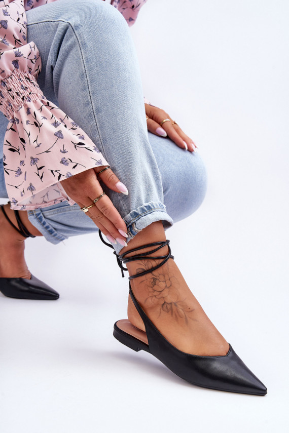   balerinos su kaspinėliais juodos spalvos Lilly Ann