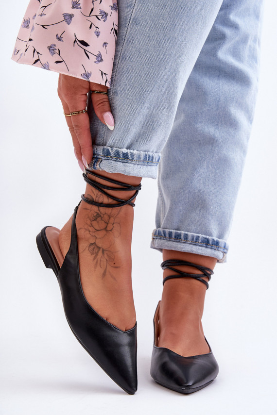   balerinos su kaspinėliais juodos spalvos Lilly Ann