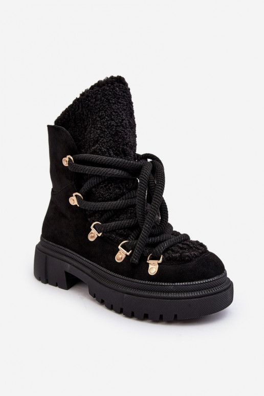 batai sniego batai   su stilingomis detalėmis juodos spalvos Shala