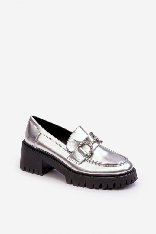     batai su plačiu kulnu sidabro spalvos Lemmitty