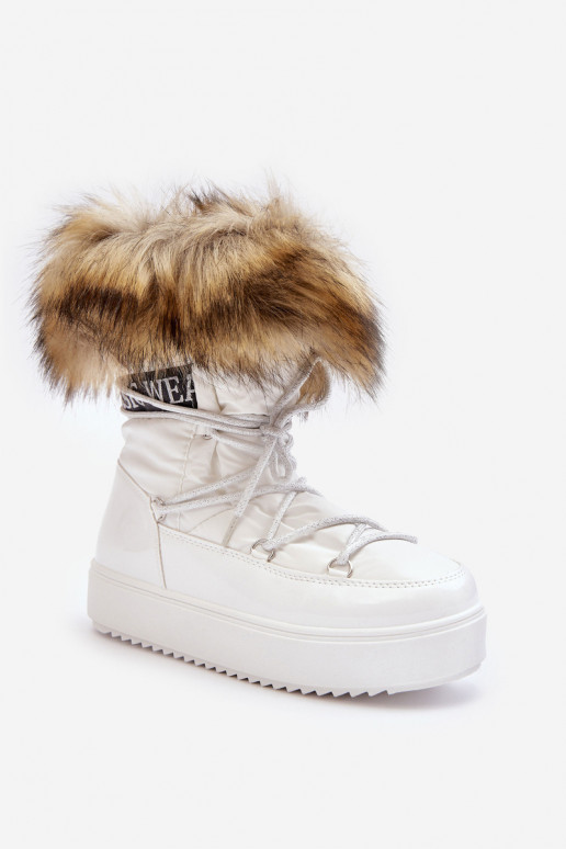   sniego batai su raišteliais baltos spalvos Santero