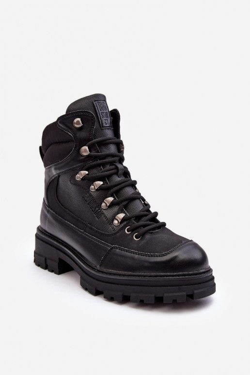pašiltinti batai Aulinukai su raišteliais   juodos spalvos Big Star MM274663