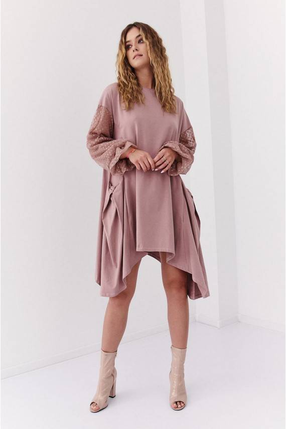 Asimetriška suknelė oversize  kapučino spalvos