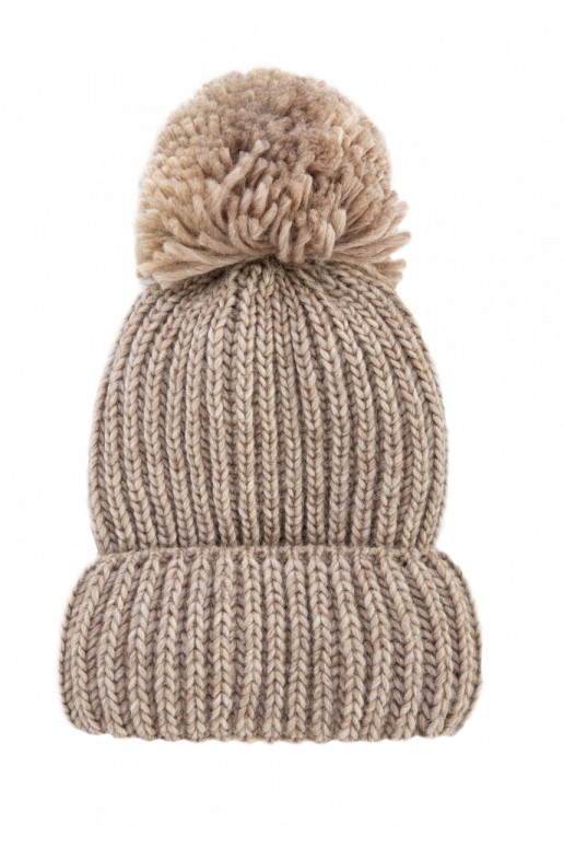 Šilta žieminė rudos spalvos kepurė
