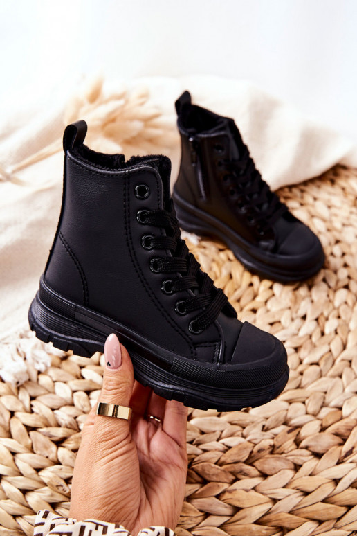 Vaikiški   pašiltinti laisvalaikio batai juodos spalvos Bomi