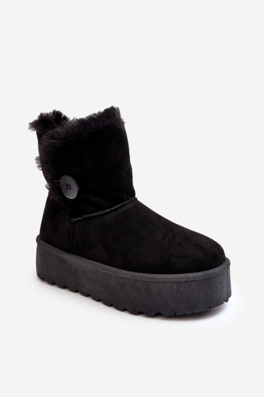   sniego batai su platforma su kailiuku juodos spalvos Wikasem