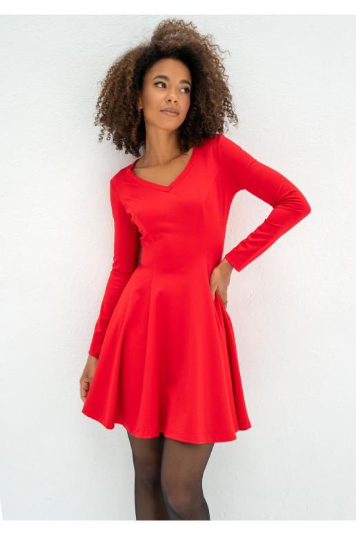 Abbie - raudonos spalvos MINI suknelė