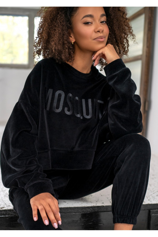 Shore Velvet -  veliūrinis džemperis su logotipu juodos spalvos