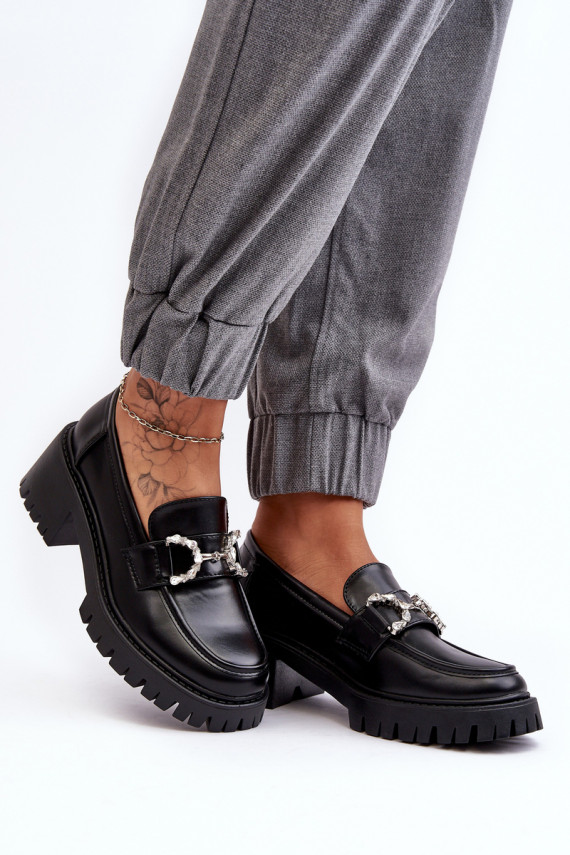     batai su plačiu kulnu juodos spalvos Lemmitty