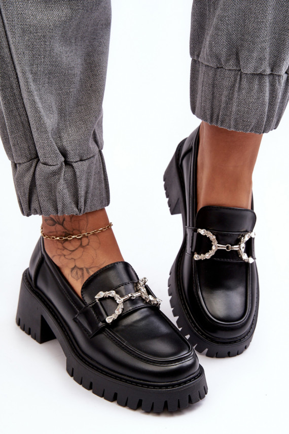     batai su plačiu kulnu juodos spalvos Lemmitty