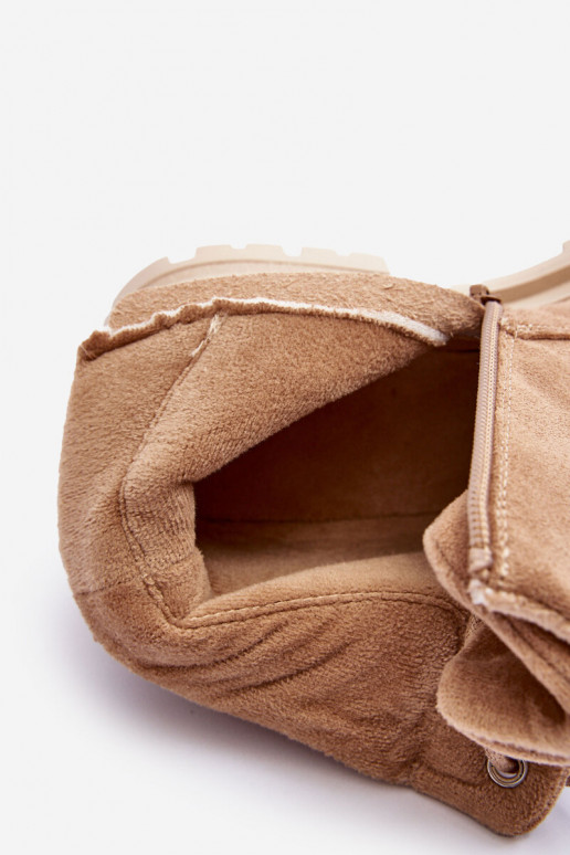 iš zomšos batai Aulinukai pašiltinti smėlio spalvos Alden