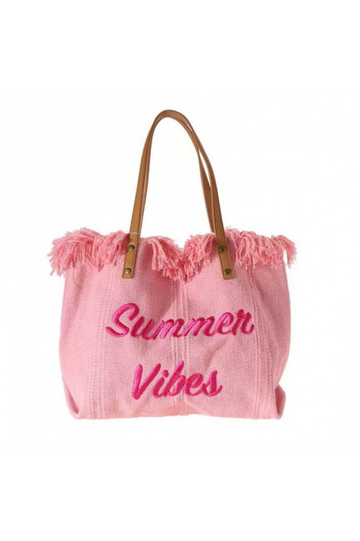 Paplūdimio krepšys bohemiško stiliaus  rožinės spalvos TP11R