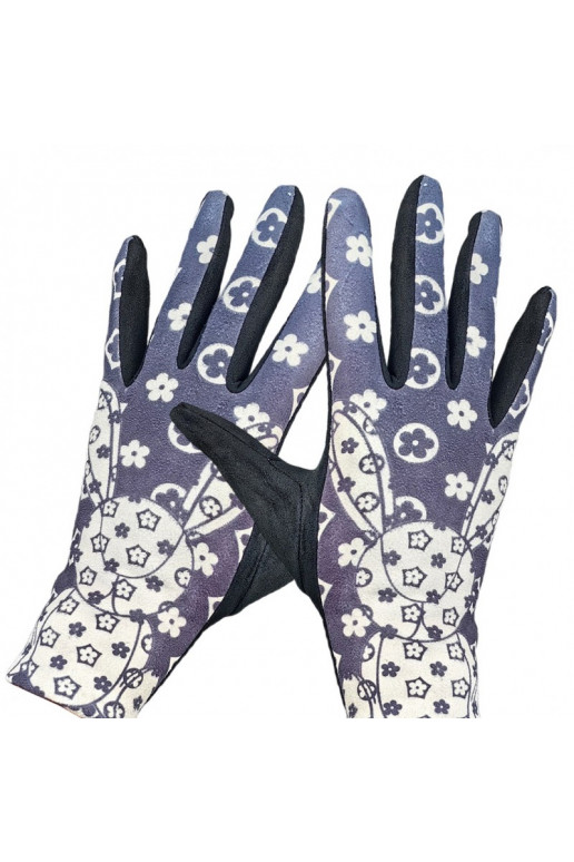 Damskie rękawiczki elegancki nadruk rabbit Elegant ciepłe su polarkiem w środku REK144WZ1