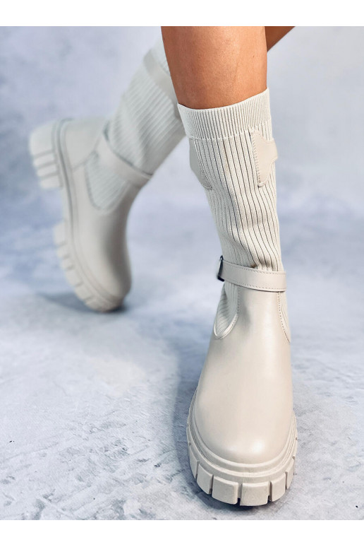 Ilgaauliai batai smėlio spalvos RHEA BEIGE Ilgaauliai batai smėlio spalvos RHEA BEIGE