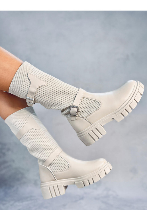 Ilgaauliai batai smėlio spalvos RHEA BEIGE Ilgaauliai batai smėlio spalvos RHEA BEIGE