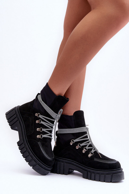   Zomšiniai batai su raišteliais juodos spalvos Acorn