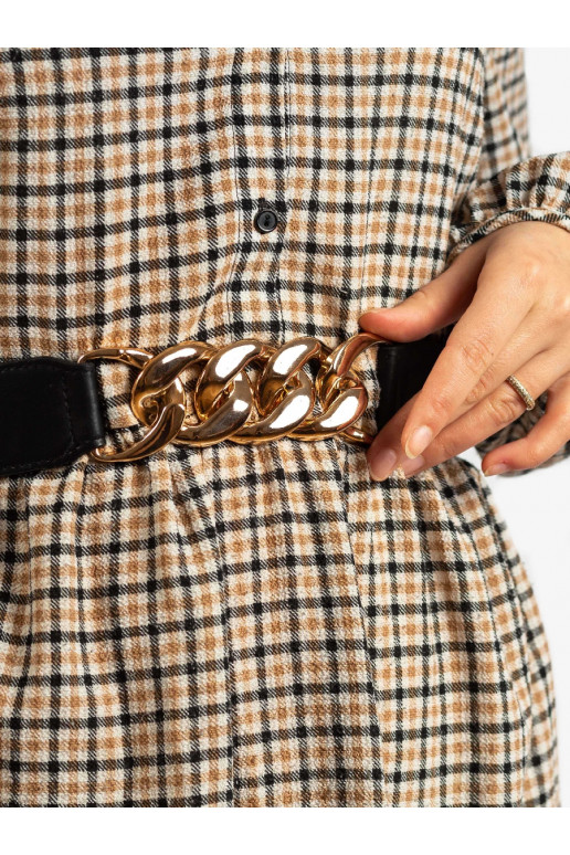 Stilingas elastingas moteriškas diržas Shelovet su dekoratyvine grandinėle 