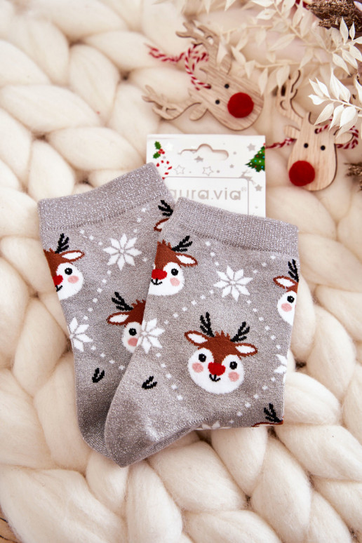 Kalėdinės kojinės  su blizgesiu Reindeers pilkos spalvos