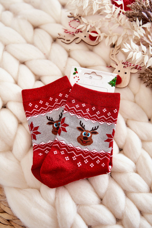 Kalėdinės kojinės  su blizgesiu Reindeers raudonos-pilkos spalvos