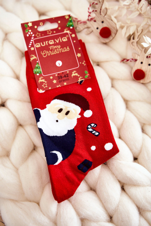  medvilninės kalėdinės kojinės Su Kalėdų seneliu  raudonos spalvos