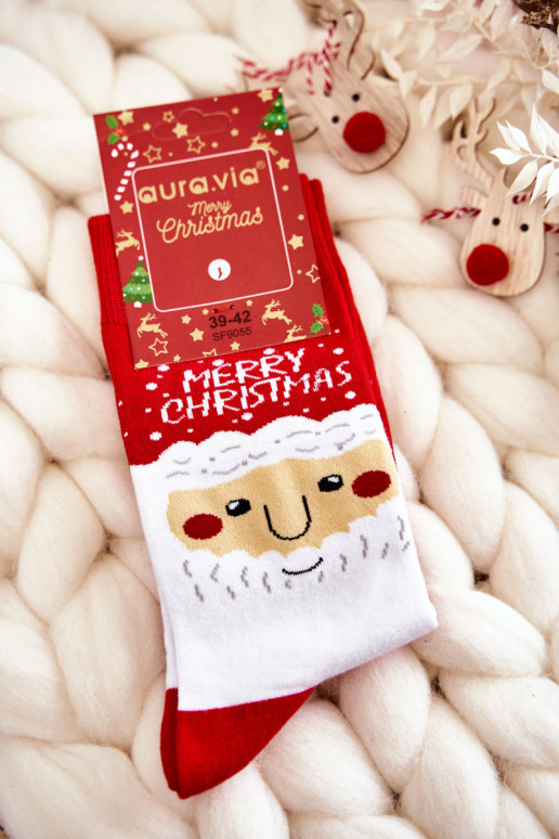  medvilninės kalėdinės kojinės Su Kalėdų seneliu raudonos spalvos