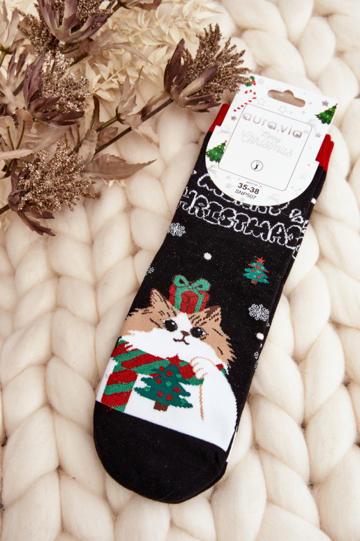Kalėdinės kojinės su kačiukais juodos spalvos