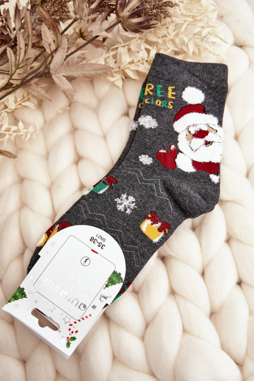 Kojinės Su Kalėdų seneliu pilkos spalvos