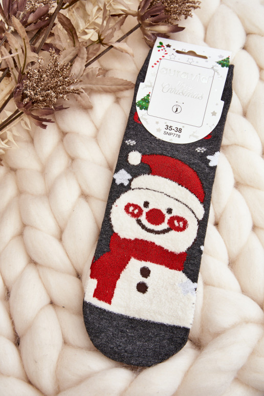 Kalėdinės kojinės su sniego seniais pilkos spalvos