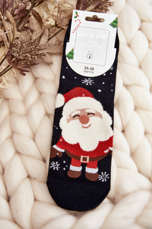 Kalėdinės kojinės Su Kalėdų seneliu juodos spalvos
