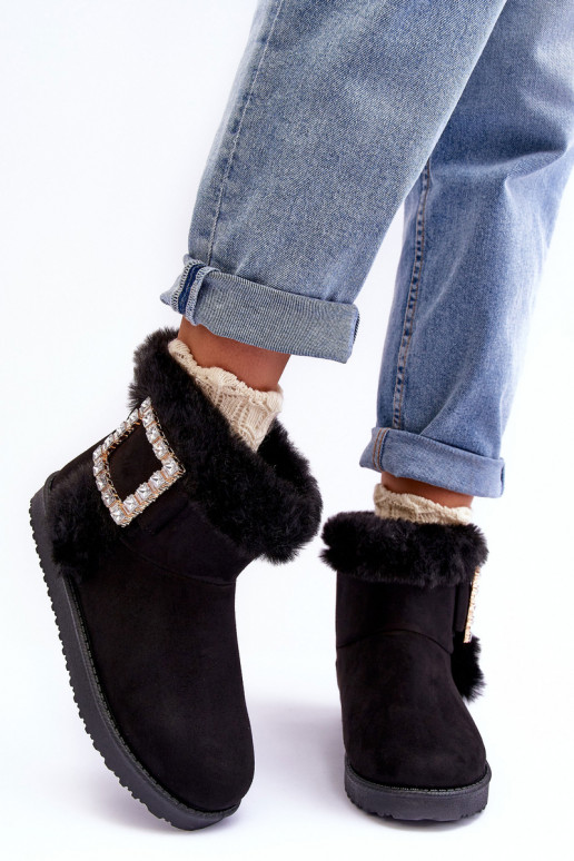 Sniego batai pašiltinti su sagtimis juodos spalvos Dulca
