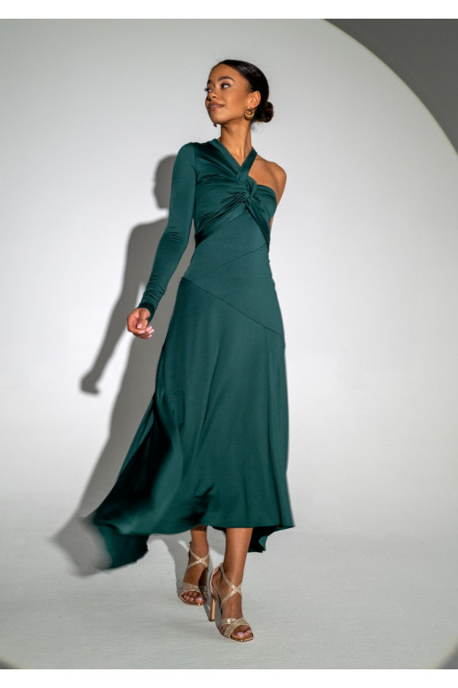 Carlita - asimetriško dizaino vakarinė suknelė žalios spalvos