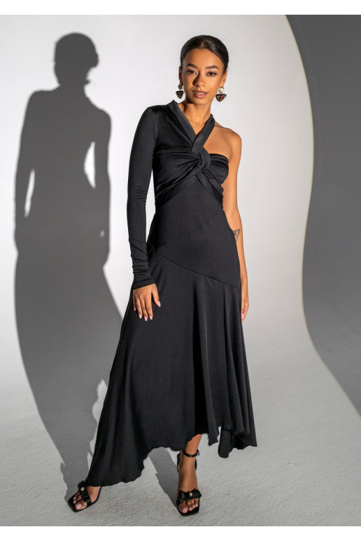 Carlita - asimetriško dizaino vakarinė suknelė juodos spalvos