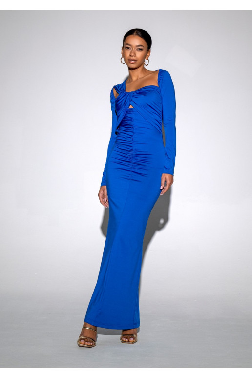 Elle -  sodrios mėlynos spalvos MAXI ilgio suknelė