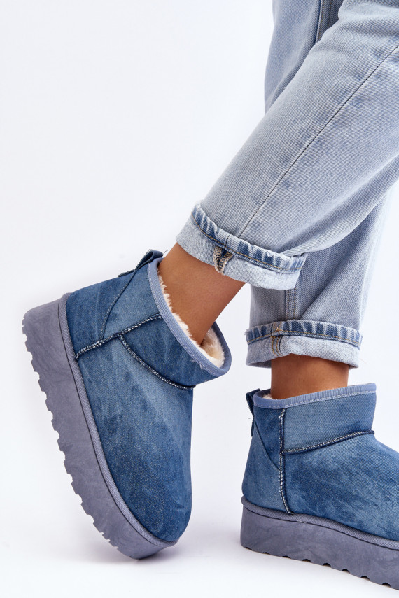 sniego batai   su blizgesiu su platforma mėlynos spalvos Margella