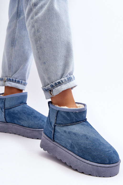 sniego batai   su blizgesiu su platforma mėlynos spalvos Margella