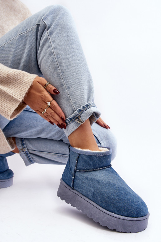 sniego batai   su blizgesiu su platforma mėlynos spalvos Margella