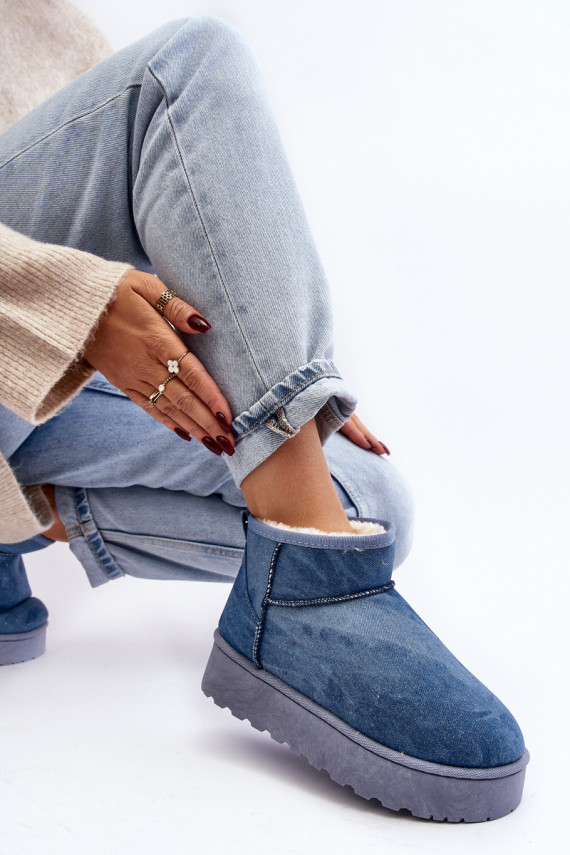 sniego batai   su blizgesiu su platforma mėlynos spalvos Margella