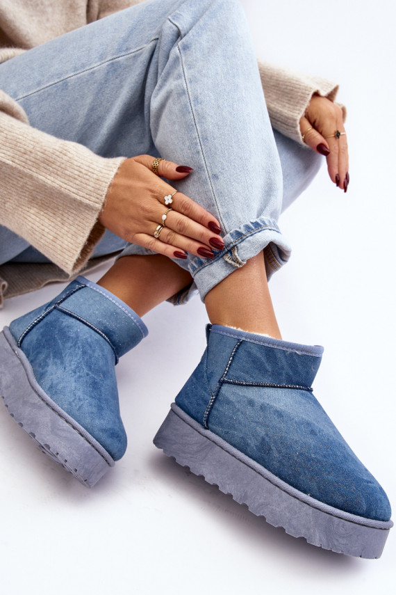 sniego batai   su blizgesiu su platforma mėlynos spalvos Margella