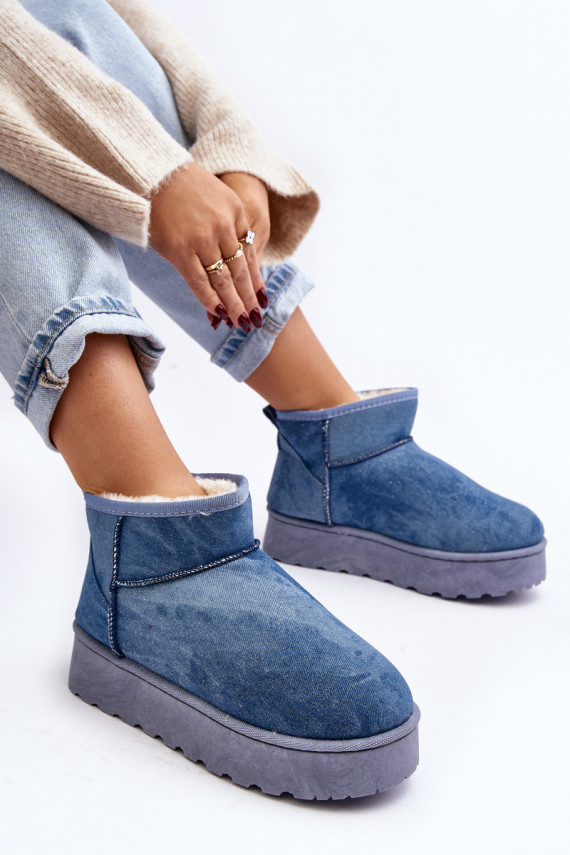 sniego batai   su blizgesiu su platforma mėlynos spalvos Margella