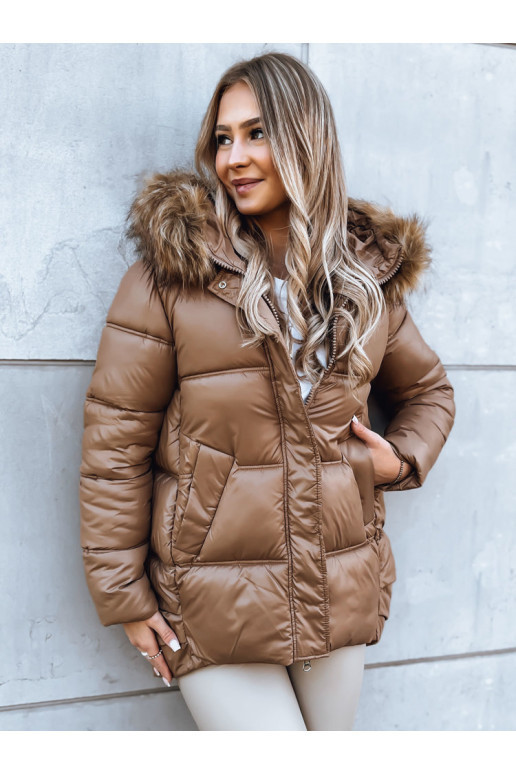 Moteriška žieminė striukė rudos spalvos