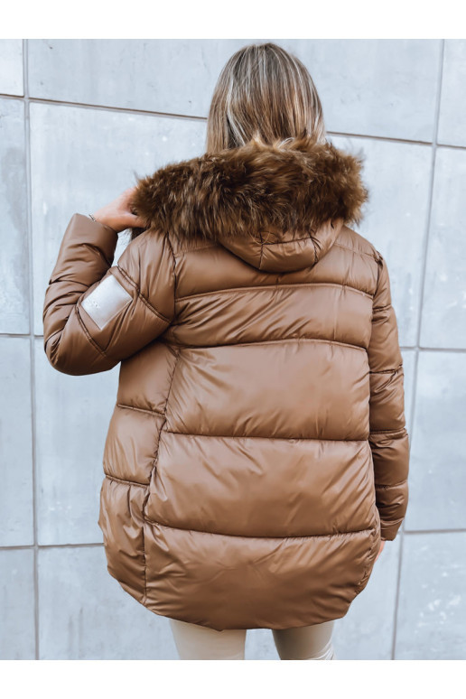 Moteriška žieminė striukė rudos spalvos