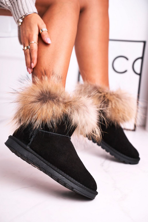 sniego batai su kailiuku juodos spalvos Alexa